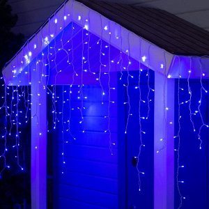 Гирлянда «Бахрома» 3 x 0.9 м, IP44, УМС, белая нить, 232 LED, свечение синее, 220 В