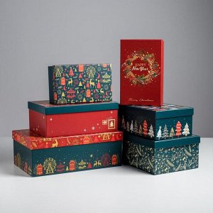 Набор подарочных коробок 6 в 1 «С новым годом», 32,5 х 20 х 12,5 - 20 х 12,5 х 7,5 см