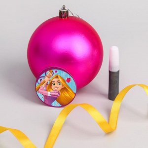 Новогодний ёлочный шар "Отпечаток детской ручки" Принцессы, фуксия