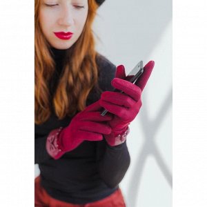 Перчатки женские безразмерные, без подклада, для сенсорных экранов, цвет бордовый