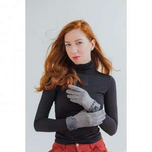 Перчатки женские безразмерные, без подклада, для сенсорных экранов, цвет серый