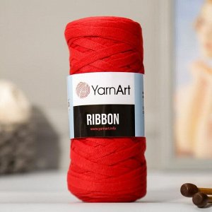 Пряжа "Ribbon" 40% полиэстер, 60% хлопок 125м/250гр (773 красный)