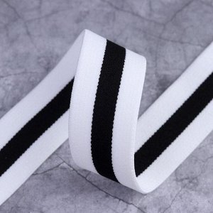Резинка тканая «Полоска», мягкая, 25 мм, 4,5 ± 1 м, цвет чёрный/белый