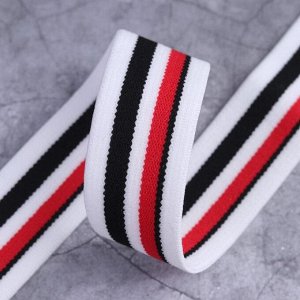 Резинка тканая «Полоска», мягкая, 25 мм, 4,5 ± 1 м, цвет чёрный/белый/красный