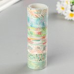 Клейкие WASHI-ленты для декора &quot;Микс №1&quot;, 15 мм х 3 м (набор 7 шт) рисовая бумага