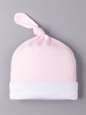 Комплект нательный для малышей, горошки, боди + штаны + шапка, светло-розовый
