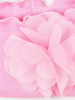 Повязка трикотажная для девочки, два цветка, розовый 44см - 47см (9-18 мес)