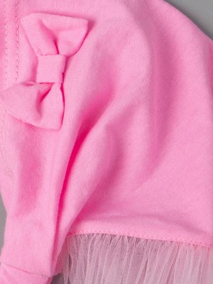 Косынка трикотажная для девочки с рюшами и бантиком на резинке, розовый 41см - 44см (6-9 мес)