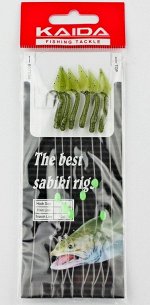 Снасть на скумбрию, терпуга Kaida Sabiki #3 (1,7м, 0.50мм, 0,40мм, 6 крючков, green)
