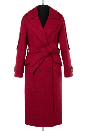 01-09936 Пальто женское демисезонное валяная шерсть красный