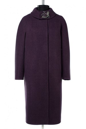 01-09916 Пальто женское демисезонное валяная шерсть фиолетовый