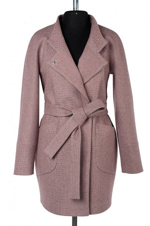 01-10050 Пальто женское демисезонное (пояс) Микроворса темно-розовый