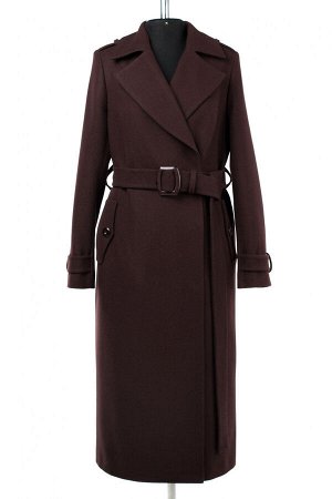 01-09919 Пальто женское демисезонное (пояс) сукно темный шоколад