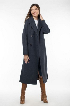 01-09504 Пальто женское демисезонное валяная шерсть сине-черный