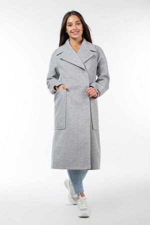 01-09836 Пальто женское демисезонное (пояс) Микроворса светло-серый