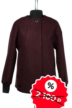 01-08962 Пальто женское демисезонное SALE валяная шерсть Бордо-черный