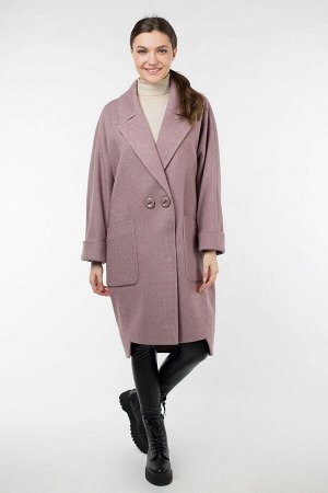 01-09501 Пальто женское демисезонное Микроворса темно-розовый