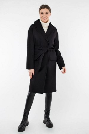 01-09461 Пальто женское демисезонное (пояс) Кашемир черный