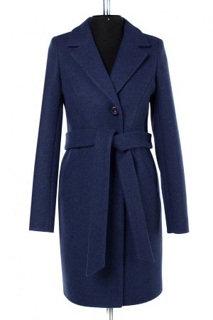 01-09935 Пальто женское демисезонное валяная шерсть синий