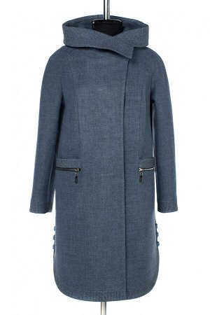 01-09781 Пальто женское демисезонное валяная шерсть серо-голубой