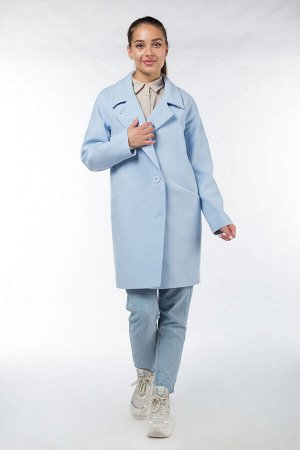 01-09908 Пальто женское демисезонное Кашемир голубой