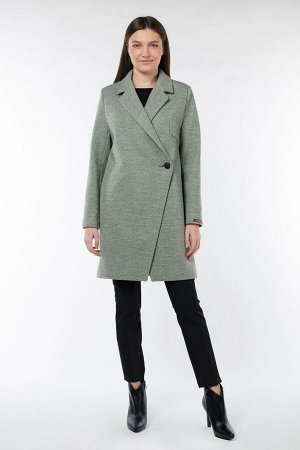 01-09820 Пальто женское демисезонное Микроворса/Рубчик светло-зеленый