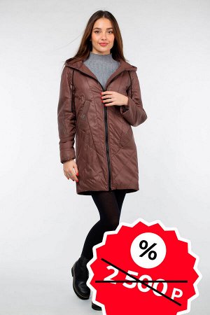 01-06737 Пальто женское демисезонное "Amalgama" SALE валяная шерсть/плащевка шоколад