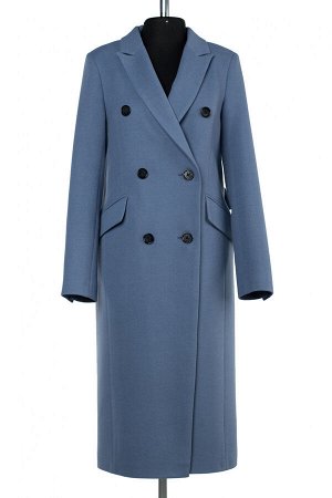 01-10074 Пальто женское демисезонное Микроворса серо-голубой