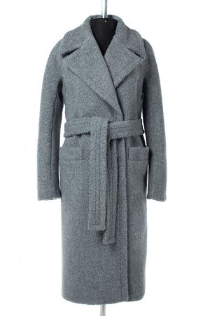 01-09985 Пальто женское демисезонное (пояс) вареная шерсть серый