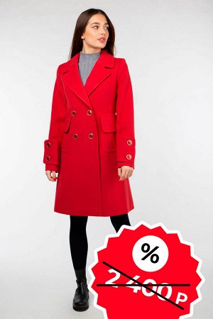01-05538 Пальто женское демисезонное SALE Кашемир красный