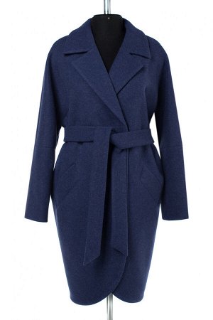 01-09954 Пальто женское демисезонное валяная шерсть синий
