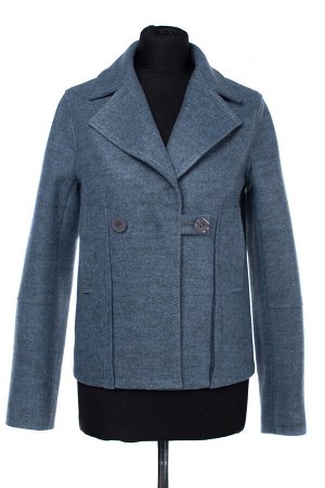 01-09972 Пальто женское демисезонное валяная шерсть серо-голубой