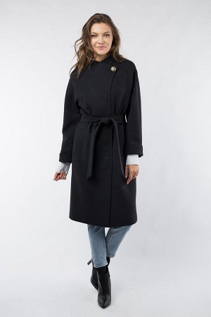 01-08236 Пальто женское демисезонное (пояс) сукно графит