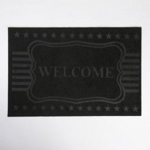 Коврик придверный без окантовки «Welcome звёздочки», 40*60 см, цвет чёрный