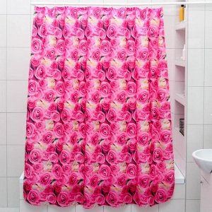 Штора для ванной комнаты «Розы», 180x180 см, полиэстер