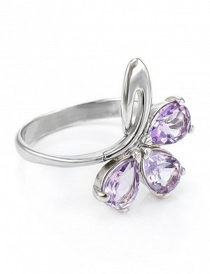 Женственное кольцо из серебра с аметистами «Одуванчик», 710802034