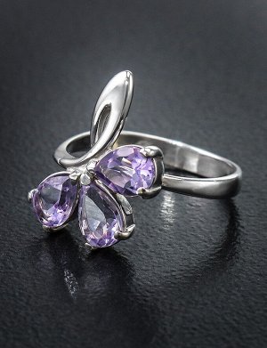 Женственное кольцо из серебра с аметистами «Одуванчик», 710802034