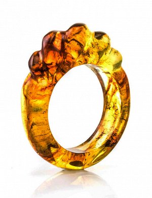 Стильное необычное кольцо из натурального формованного янтаря «Везувий», 708206030