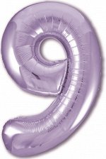 755259 Шар-цифра,  фольга,  Сиреневый, Slim, &quot;Цифра 9&quot;, 102 см (Agura), инд. уп.