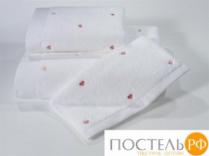 1018G11186100 Soft cotton лицевое полотенце LOVE 50х100 белый-розовый
