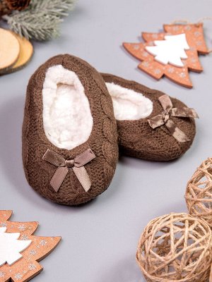 Тапочки-носки детские, вязаные, коричневый