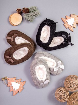 Тапочки-носки детские, вязаные, коричневый