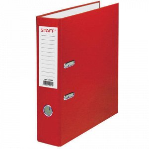 Папка-регистратор STAFF "Manager" с покрытием из ПВХ, 70 мм, без уголка, красная, 225980