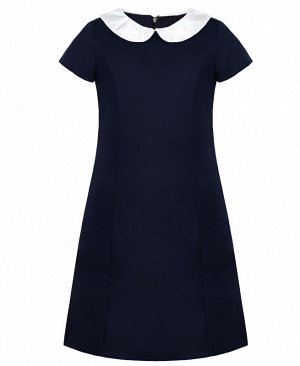 Школьное синее платье для девочки с белым вороником 82302-ДШ19