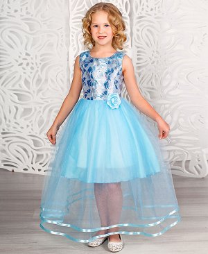 Голубое нарядное платье для девочки 82881-ДН18