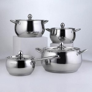Набор посуды «Танто», 4 предмета: 2,9 л, 3,8 л, 6,6 л , ковш 2 л, индукция