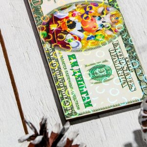 Магнит деревянный доллар "Символ 2021. Я к деньгам", с голографией, 11.8?5.7 см