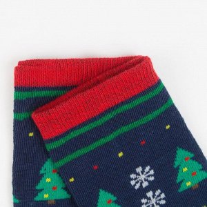 Носки женские «Дед мороз», цвет синий, размер 23-25