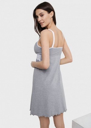 Ночная сорочка с кружевом для беременных и кормления "Дольче"; серый