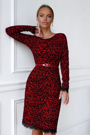 Платье В новом сезоне леопардовое платье будет очередным модным Хитом! Яркая алая расцветка является фаворитом в выборе наших покупательниц! Модель прямого кроя с шикарной кружевной оттделкой по низу.